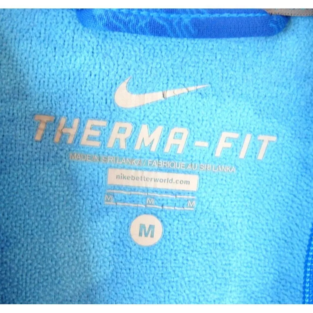 Nike Full Zip Hooded Long Sleeve‎ Sweatshirt Men's Medium Blue Geometric Print